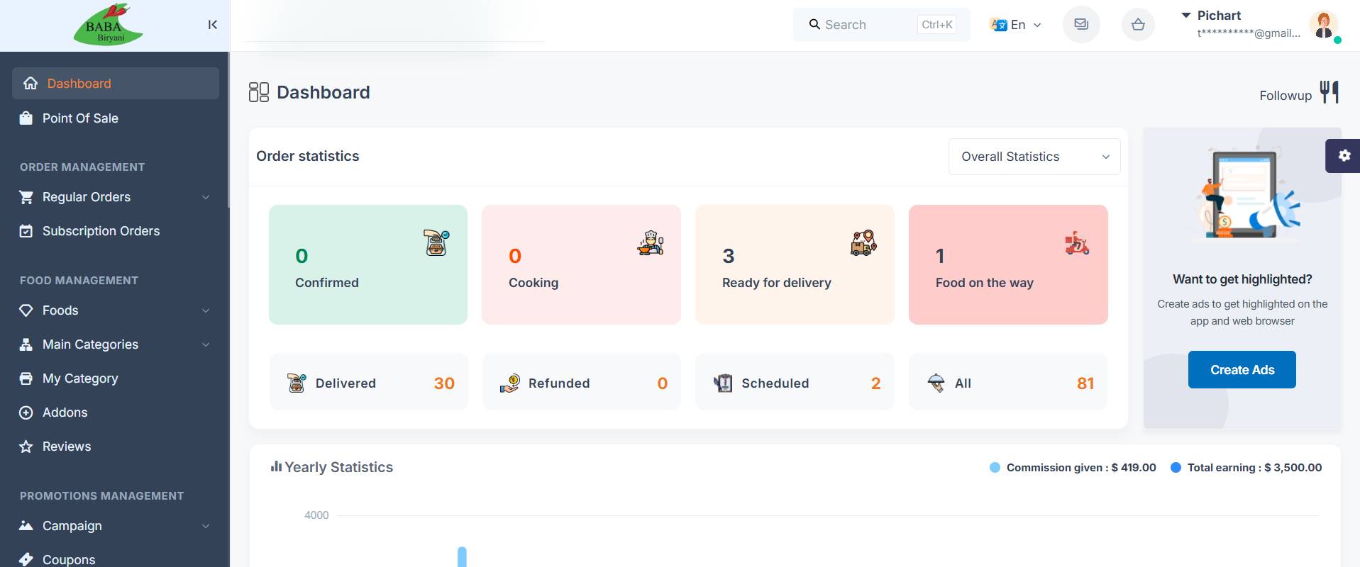 Restaurant Platform — Kitchen, POS & Delivery Operations dashboard