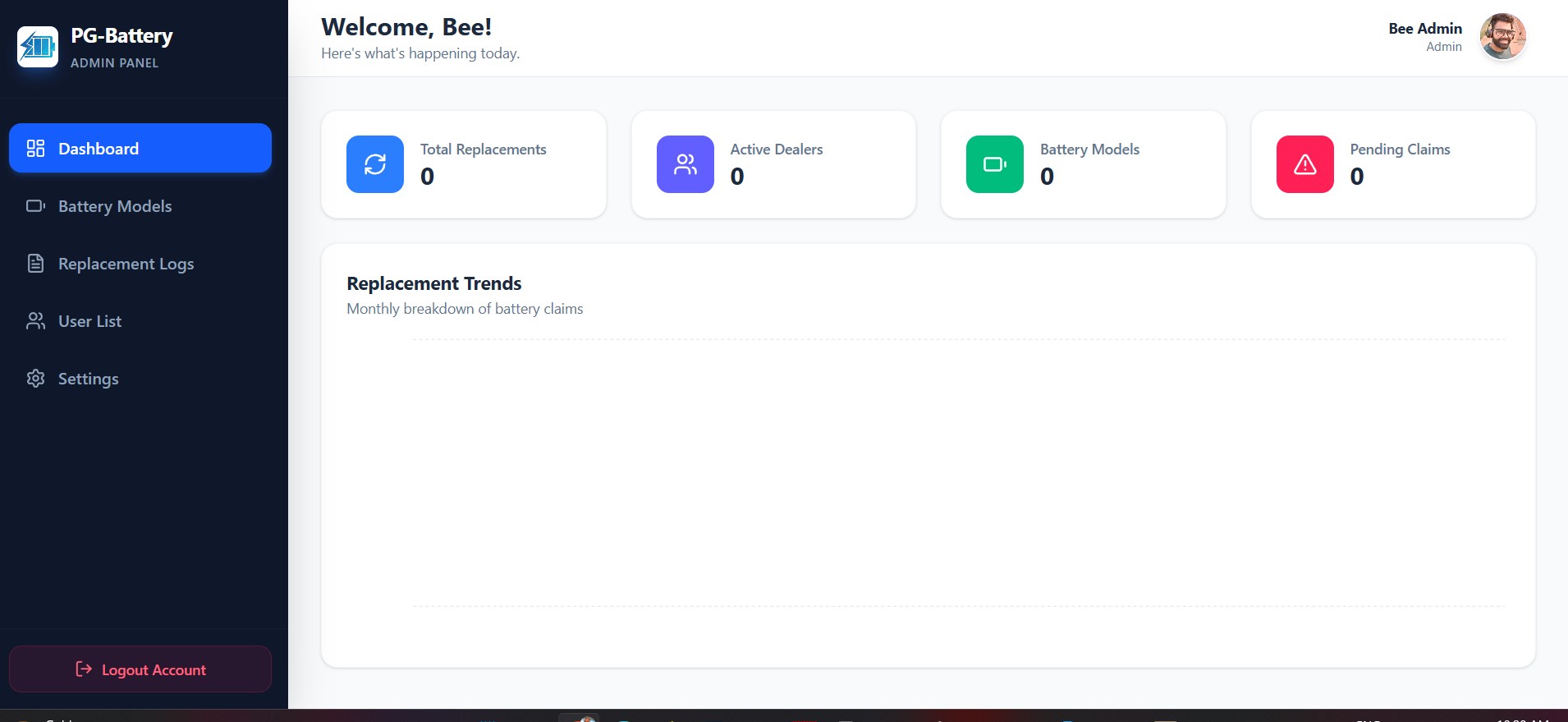 Warranty Management System — Warranty Claims & Document Verification dashboard